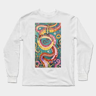 Gustav Klimt's Gilded Serpents: Inspired Snake Elegance Long Sleeve T-Shirt